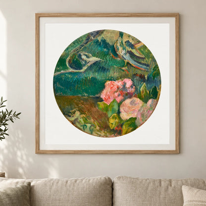 Paul Gauguin S Flowers And Bird — Neo-Impressionism shown in a styled interior