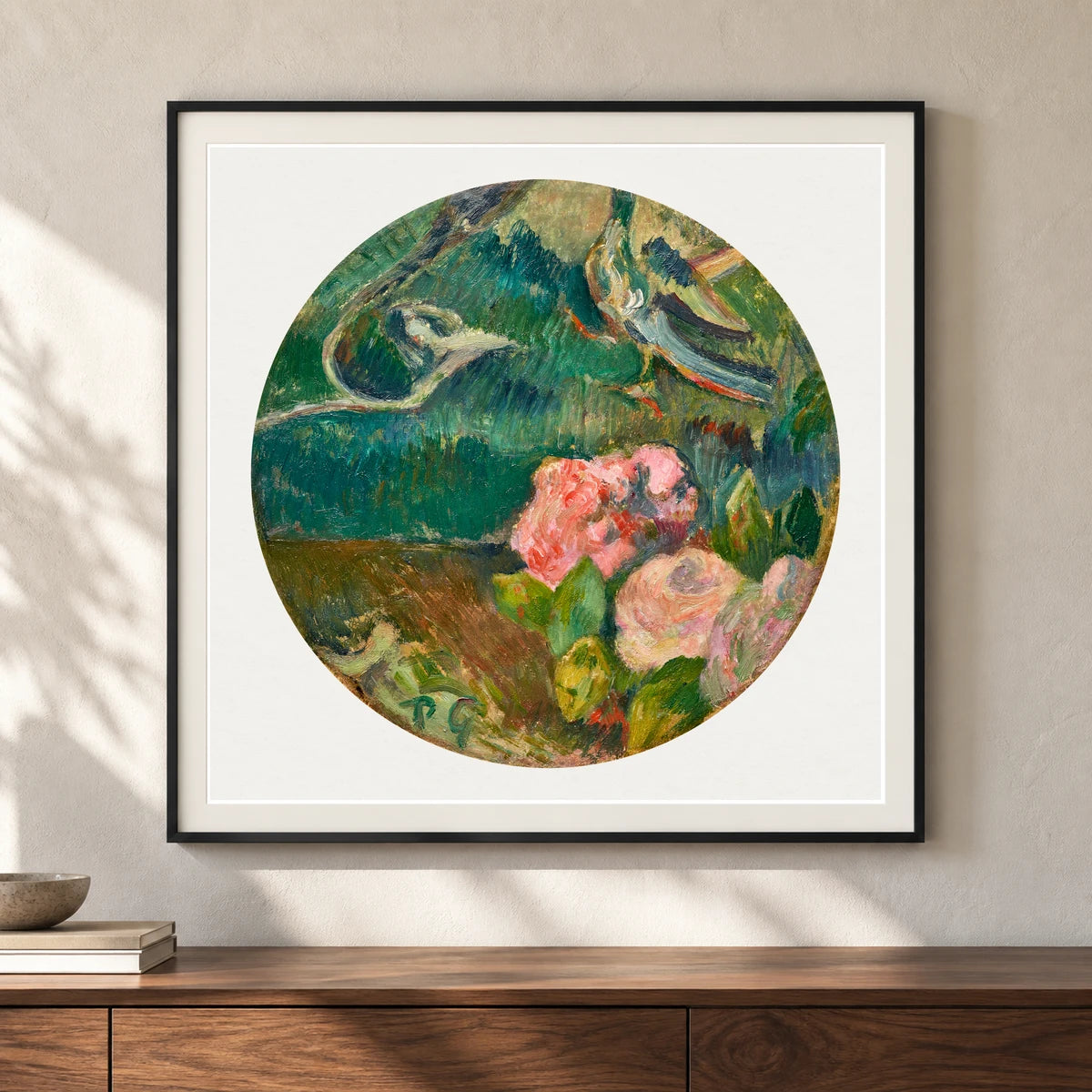 Paul Gauguin S Flowers And Bird — Neo-Impressionism shown in a styled interior
