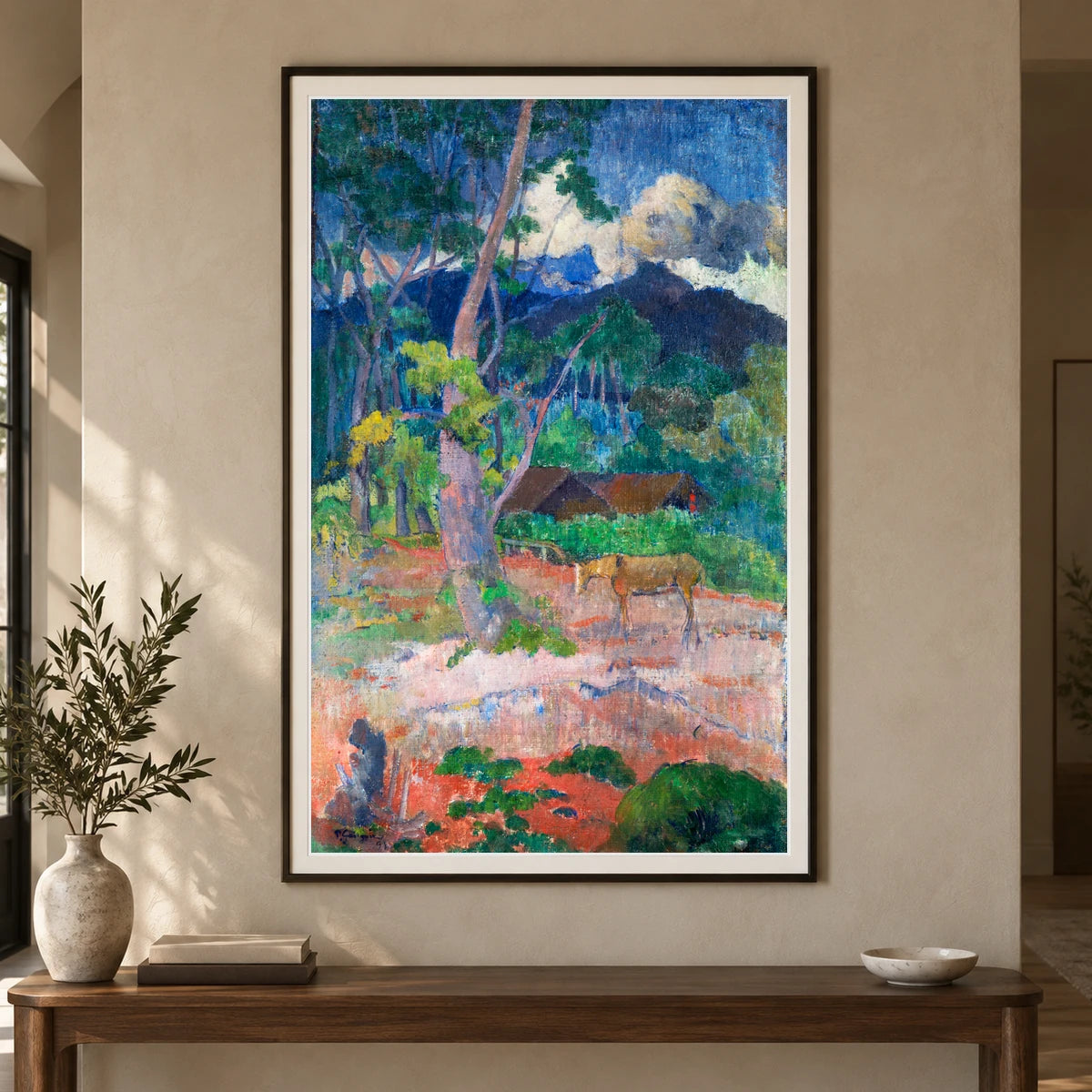 Paul Gauguin S Landscape With A Horse — Neo-Impressionism shown in a styled interior