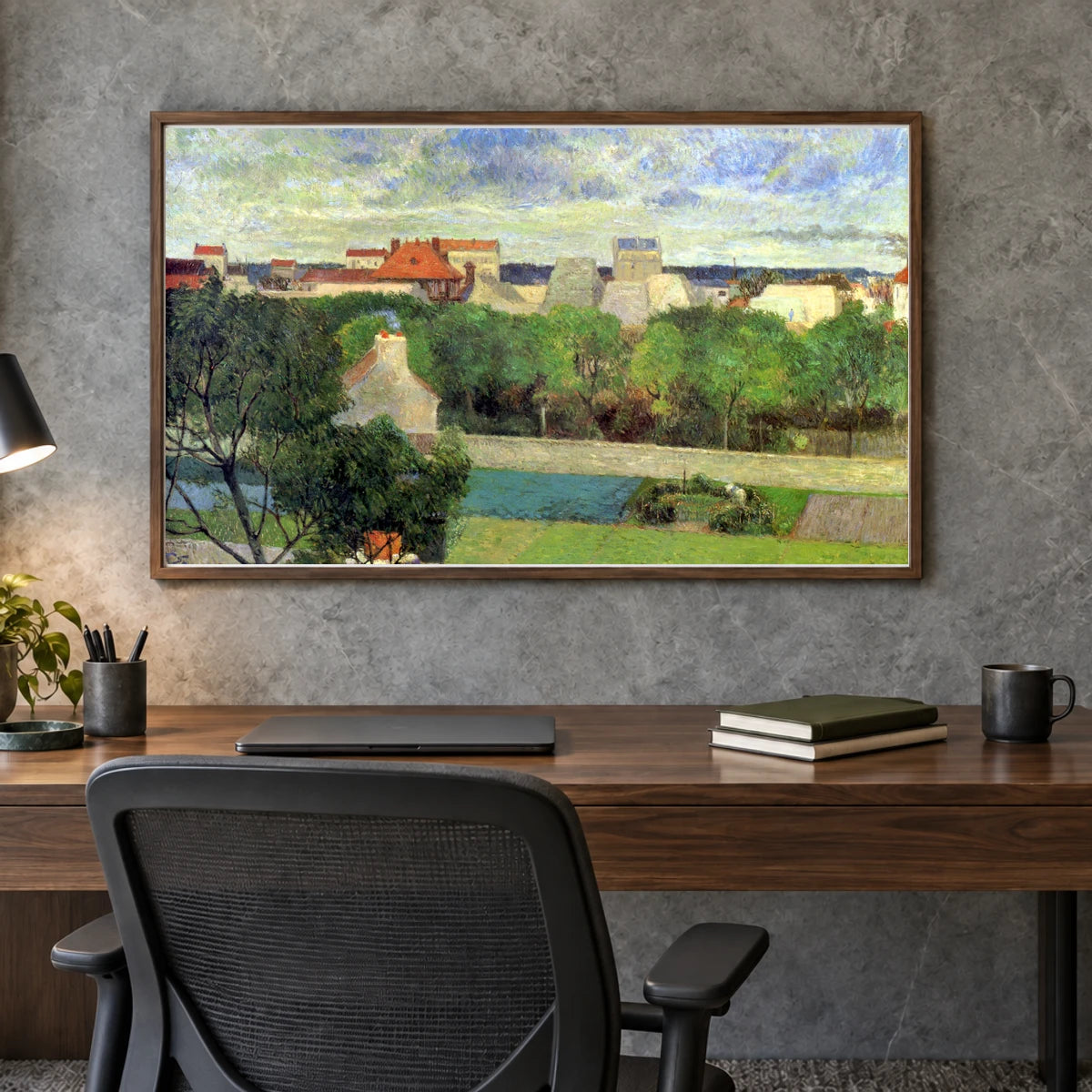 Paul Gauguin S The Market Gardens Of Vaugirard — Neo-Impressionism shown in a styled interior