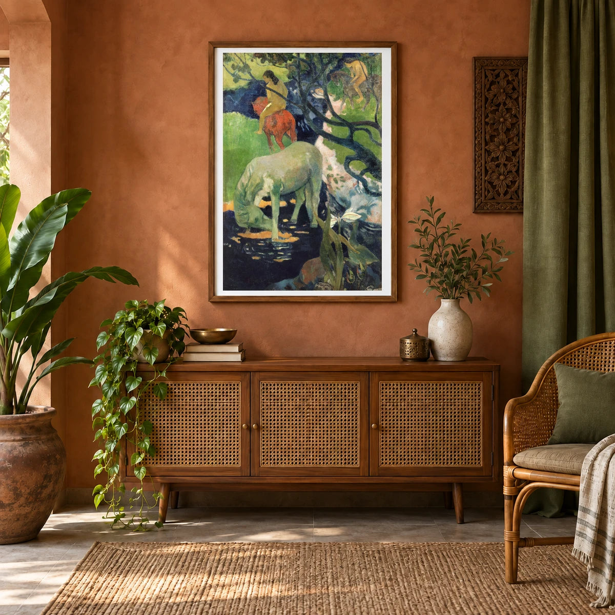 Paul Gauguin S The White Horse — Neo-Impressionism shown in a styled interior