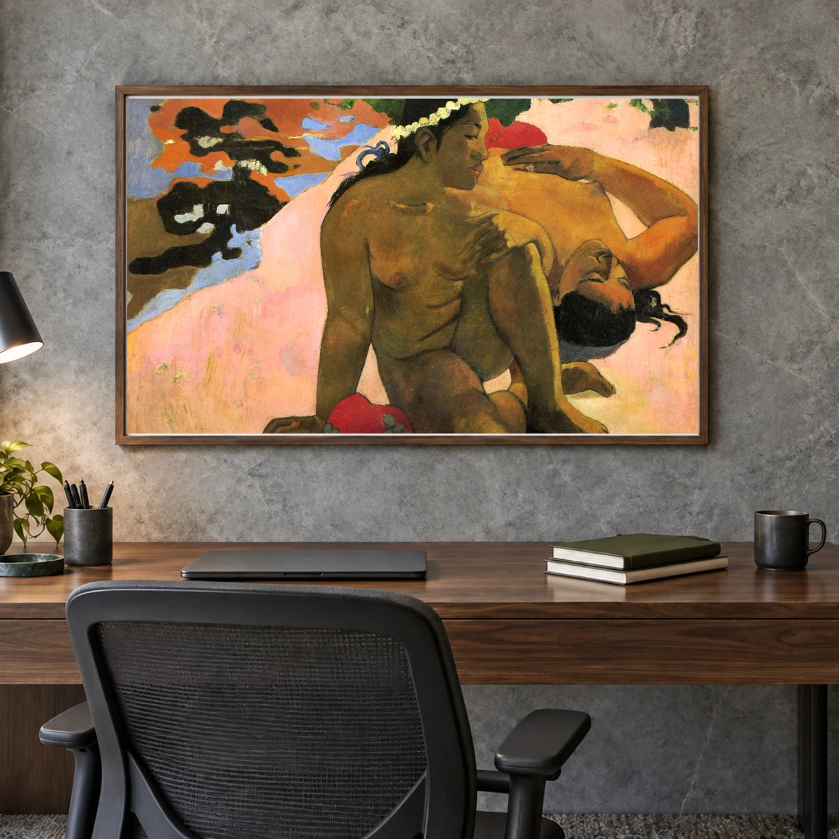 Paul Gauguin S What! Are You Jealous — Neo-Impressionism shown in a styled interior