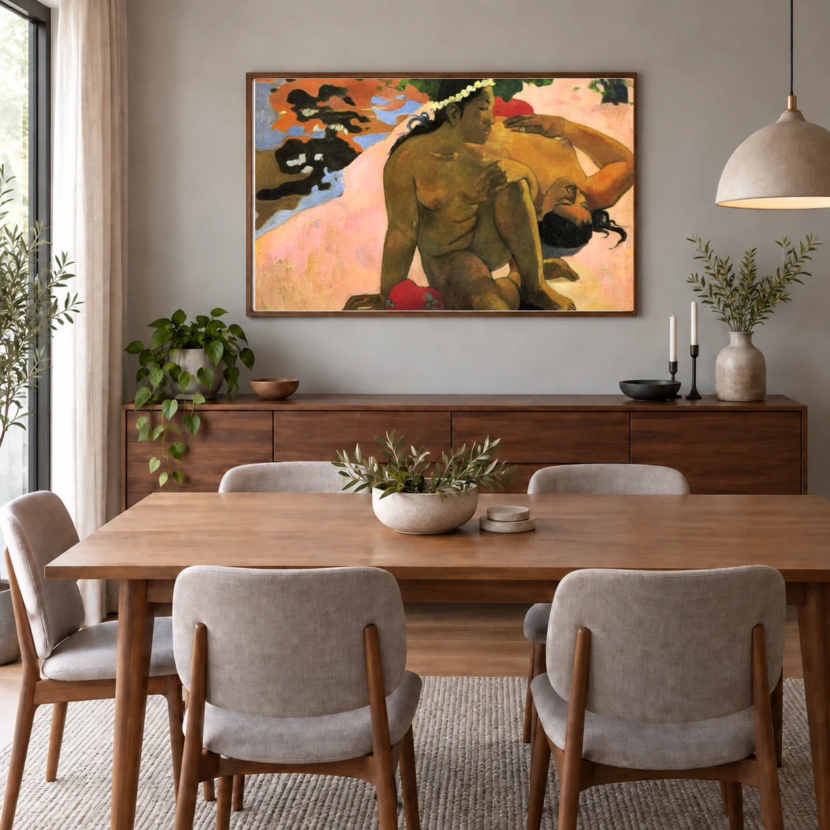 Paul Gauguin S What! Are You Jealous — Neo-Impressionism shown in a styled interior