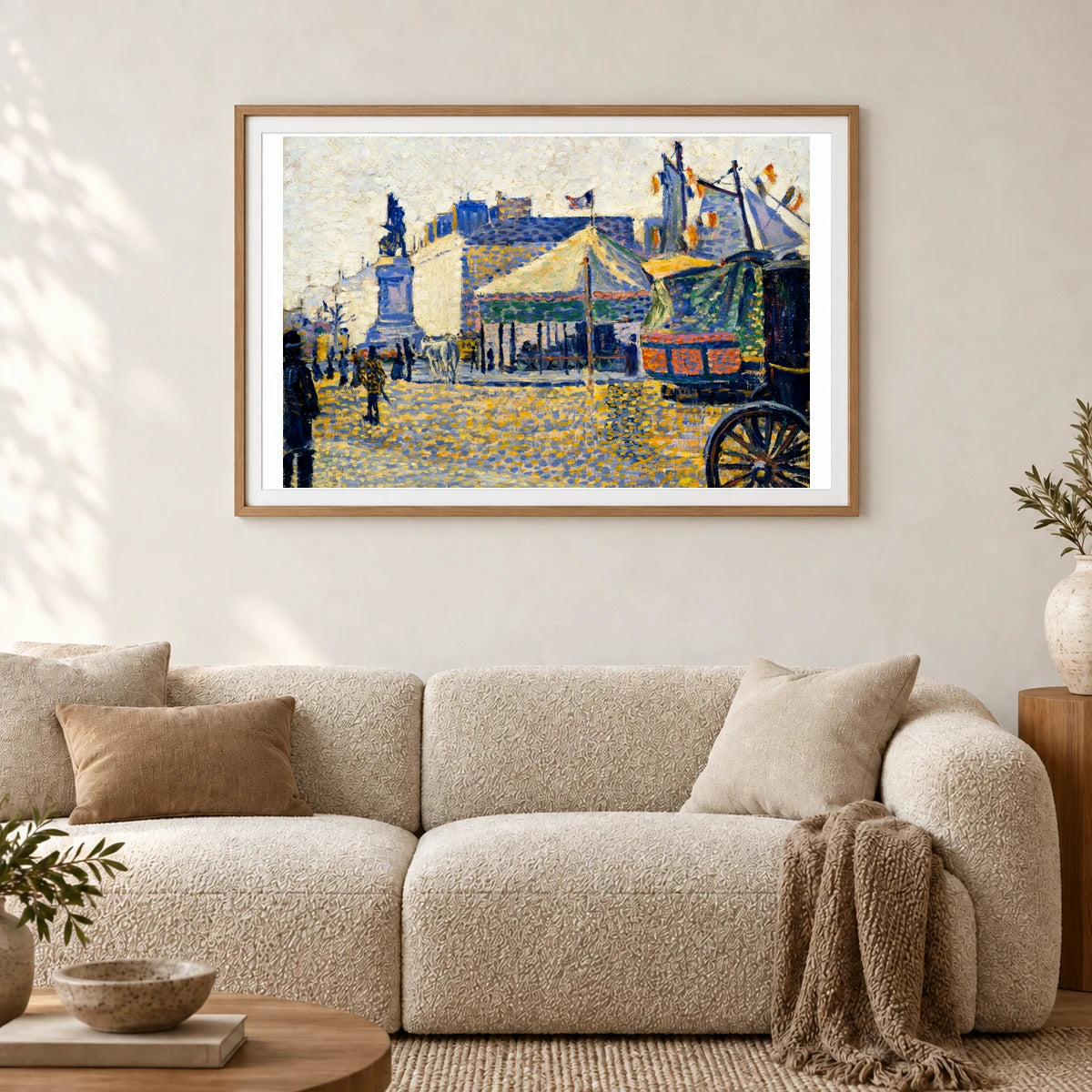 Place De Clichy (1887) Paul Signac — Neo-Impressionism shown in a styled interior