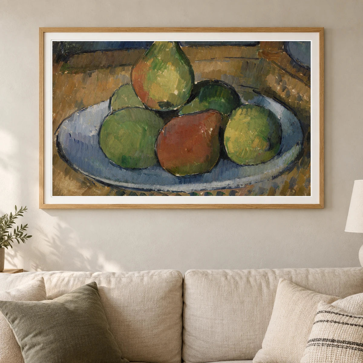 Plate Of Fruit On A Chair (assiette De Fruits Sur Une Chaise) By Paul Cézanne — Neo-Impressionism shown in a styled interior