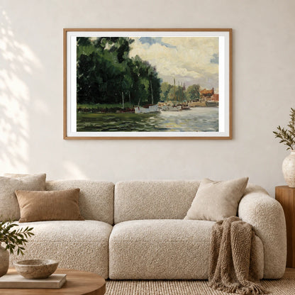 Richmond, Thames, 1924, By Alfred William Finch — Neo-Impressionism shown in a styled interior