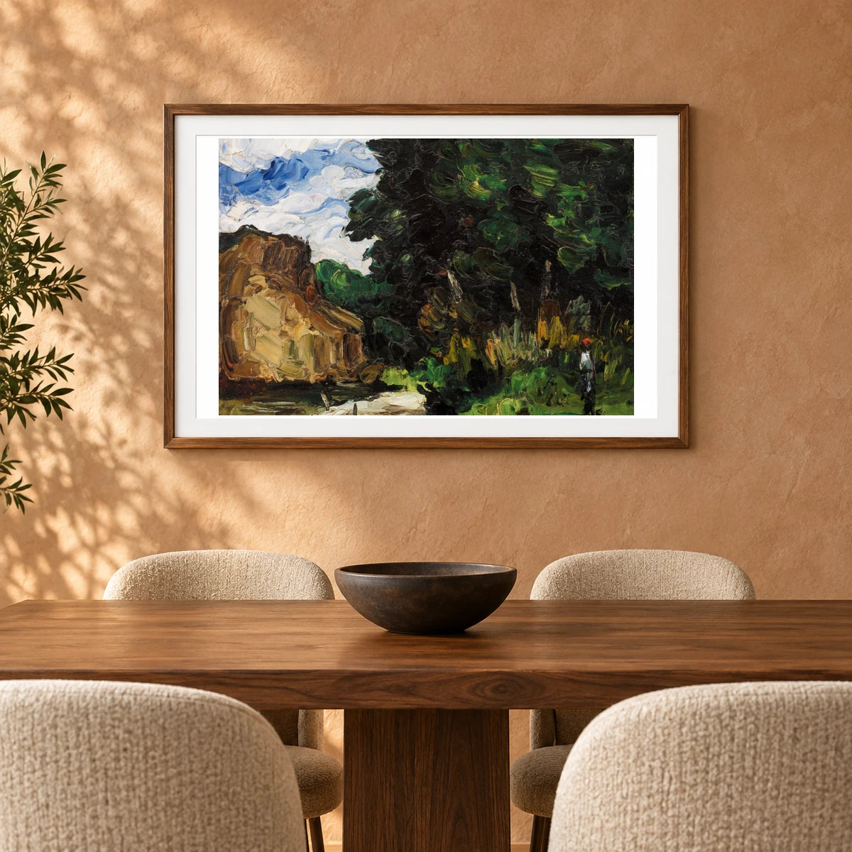 River Bend (coin De Rivière) (ca. 1865) By Paul Cézanne — Neo-Impressionism shown in a styled interior