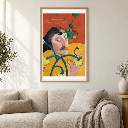 Self Portrait (1889) By Paul Gauguin — Neo-Impressionism shown in a styled interior