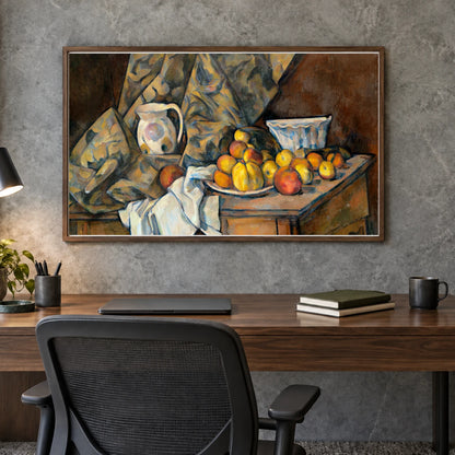Still Life With Apples And Peaches (ca. 1905) By Paul Cézanne — Neo-Impressionism shown in a styled interior