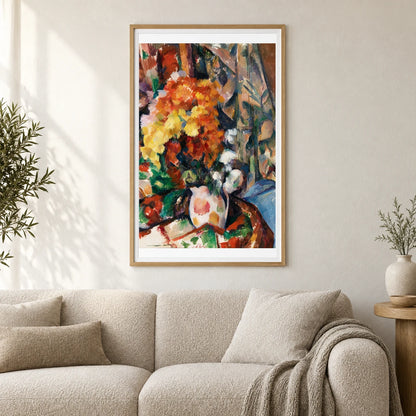 The Flowered Vase (le Vase Fleuri (ca. 1896–1898) By Paul Cézanne — Neo-Impressionism shown in a styled interior