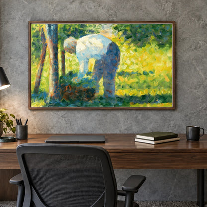 The Gardener (ca. 1882–1883) By Georges Seurat — Neo-Impressionism shown in a styled interior