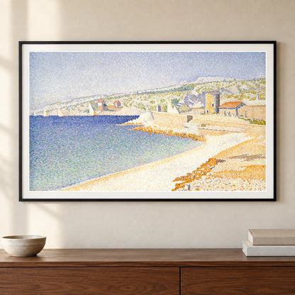 The Jetty At Cassis, Opus 198 (1889) Paul Signac — Neo-Impressionism shown in a styled interior