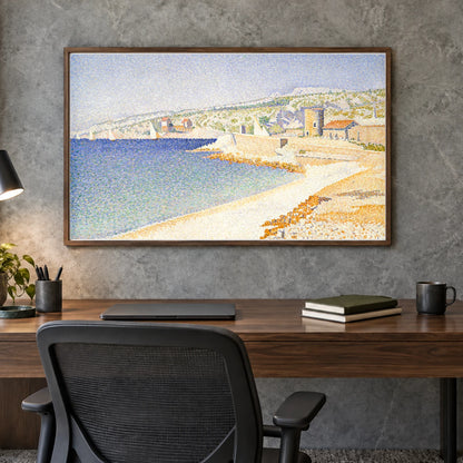 The Jetty At Cassis, Opus 198 (1889) Paul Signac — Neo-Impressionism shown in a styled interior