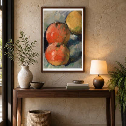 Three Apples (deux Pommes Et Demie) (ca. 1878–1879) By Paul Cézanne — Neo-Impressionism shown in a styled interior