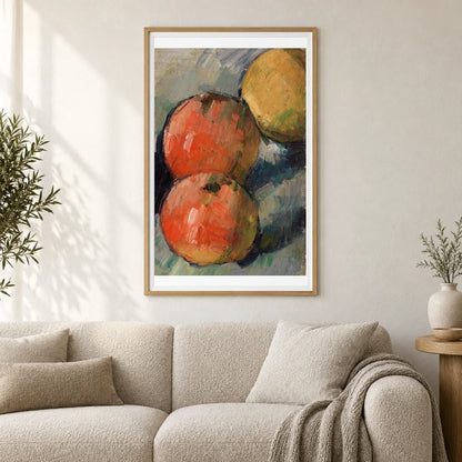 Three Apples (deux Pommes Et Demie) (ca. 1878–1879) By Paul Cézanne — Neo-Impressionism shown in a styled interior