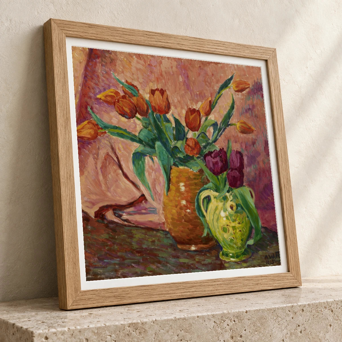 Two Vases With Tulips, 1915, By Alfred William Finch — Neo-Impressionism neo-impressionism print by SaamCrafts