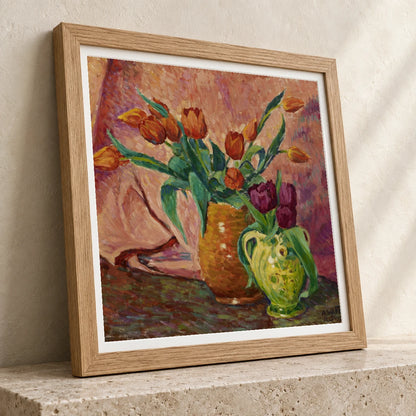 Two Vases With Tulips, 1915, By Alfred William Finch — Neo-Impressionism neo-impressionism print by SaamCrafts