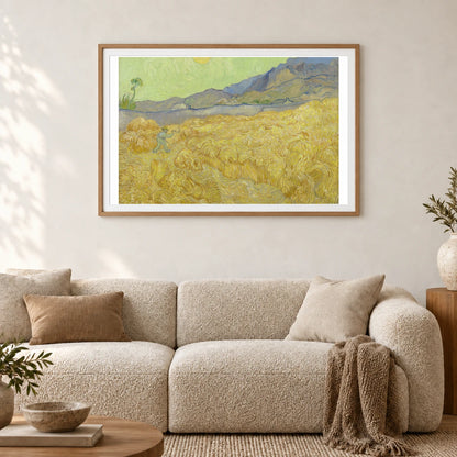 Vincent Van Gogh Wheatfield With A Reaper — Neo-Impressionism shown in a styled interior