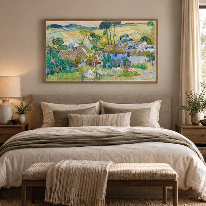 Vincent Van Gogh S Farms Near Auvers — Neo-Impressionism shown in a styled interior