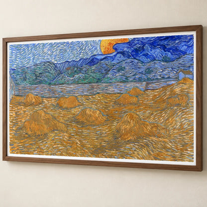 Vincent Van Gogh S Landscape With Wheat Sheaves And Rising Moon — Neo-Impressionism neo-impressionism print by SaamCrafts