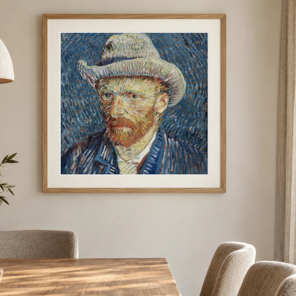 Vincent Van Gogh S Self Portrait With Grey Felt Hat — Neo-Impressionism shown in a styled interior