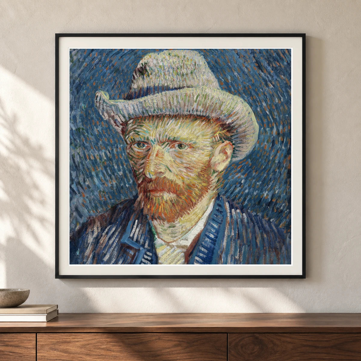 Vincent Van Gogh S Self Portrait With Grey Felt Hat — Neo-Impressionism shown in a styled interior