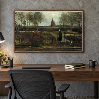 Vincent Van Gogh S The Parsonage Garden At Nuenen — Neo-Impressionism shown in a styled interior