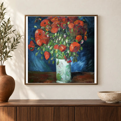 Vincent Van Gogh S Vase With Poppies — Neo-Impressionism shown in a styled interior