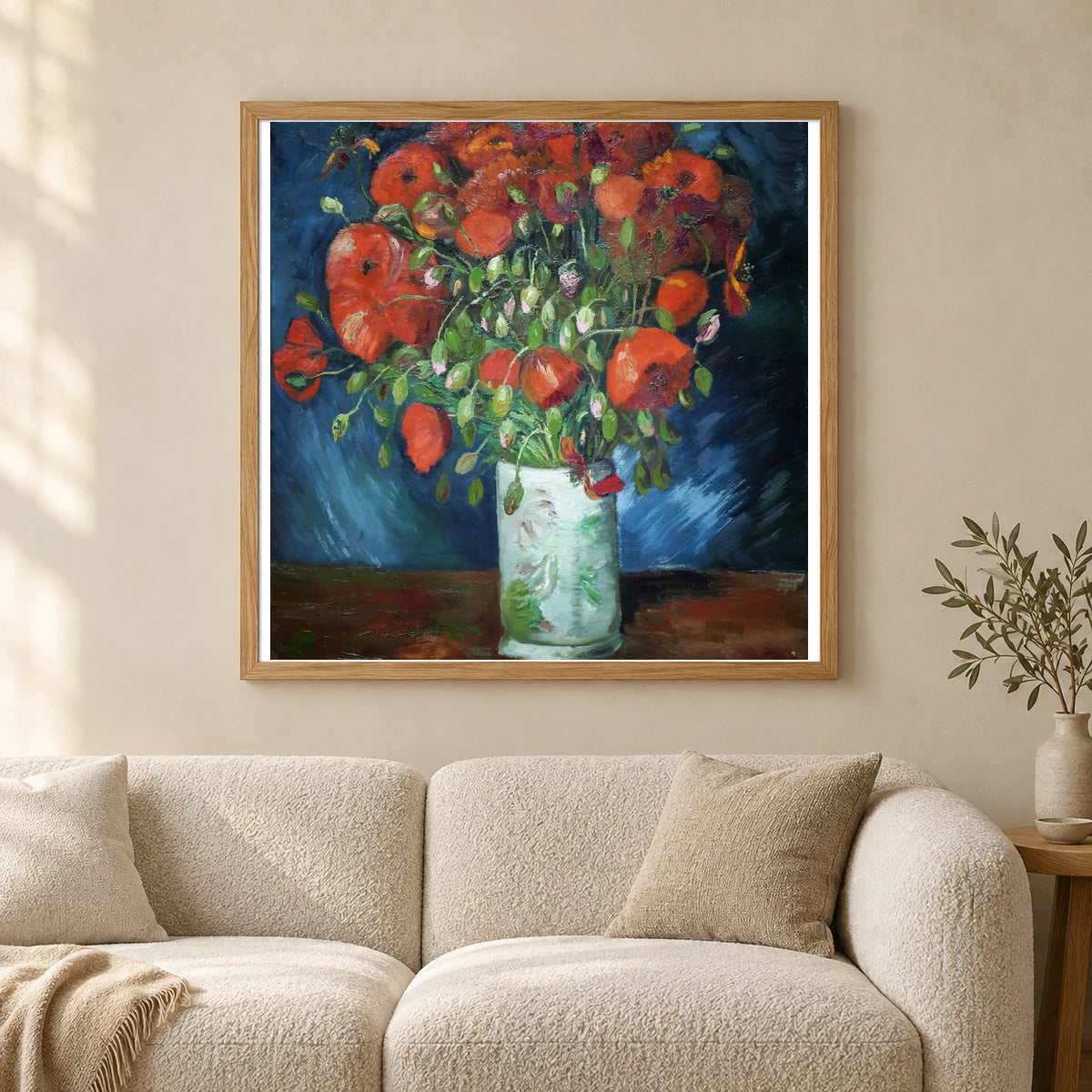 Vincent Van Gogh S Vase With Poppies — Neo-Impressionism shown in a styled interior