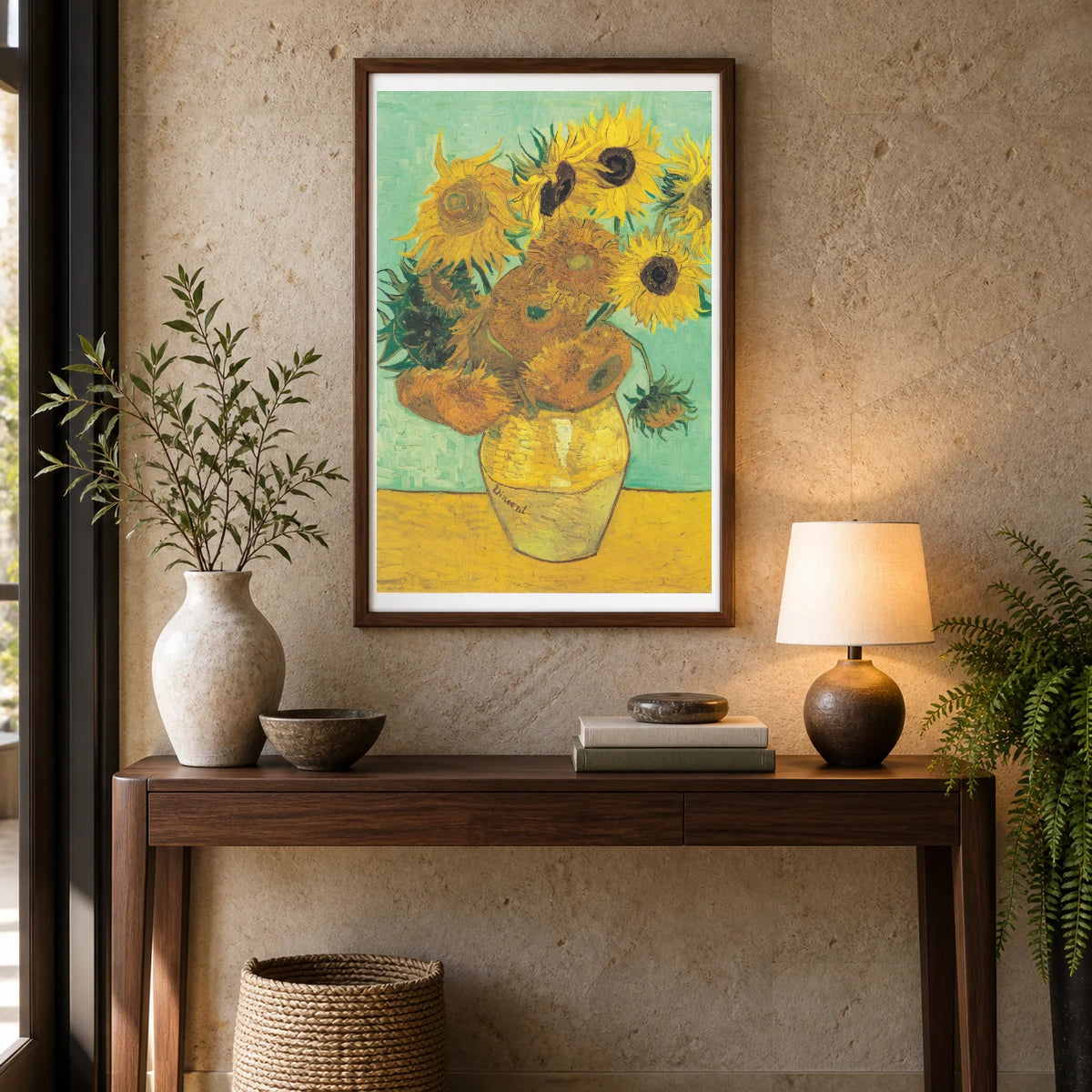 Vincent Van Gogh S Vase With Twelve Sunflowers (1888–1889) — Neo-Impressionism shown in a styled interior