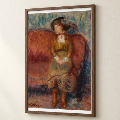 Woman Seated On Red Sofa By William James Glackens — Neo-Impressionism neo-impressionism print by SaamCrafts