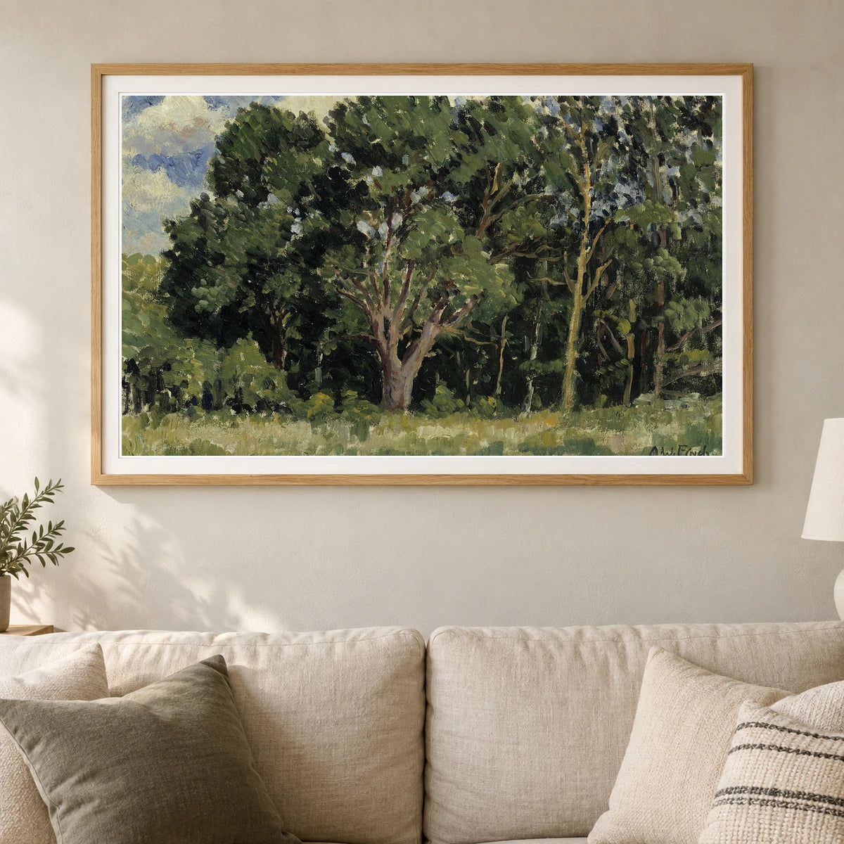 Wood, 1919, By Alfred William Finch — Neo-Impressionism shown in a styled interior