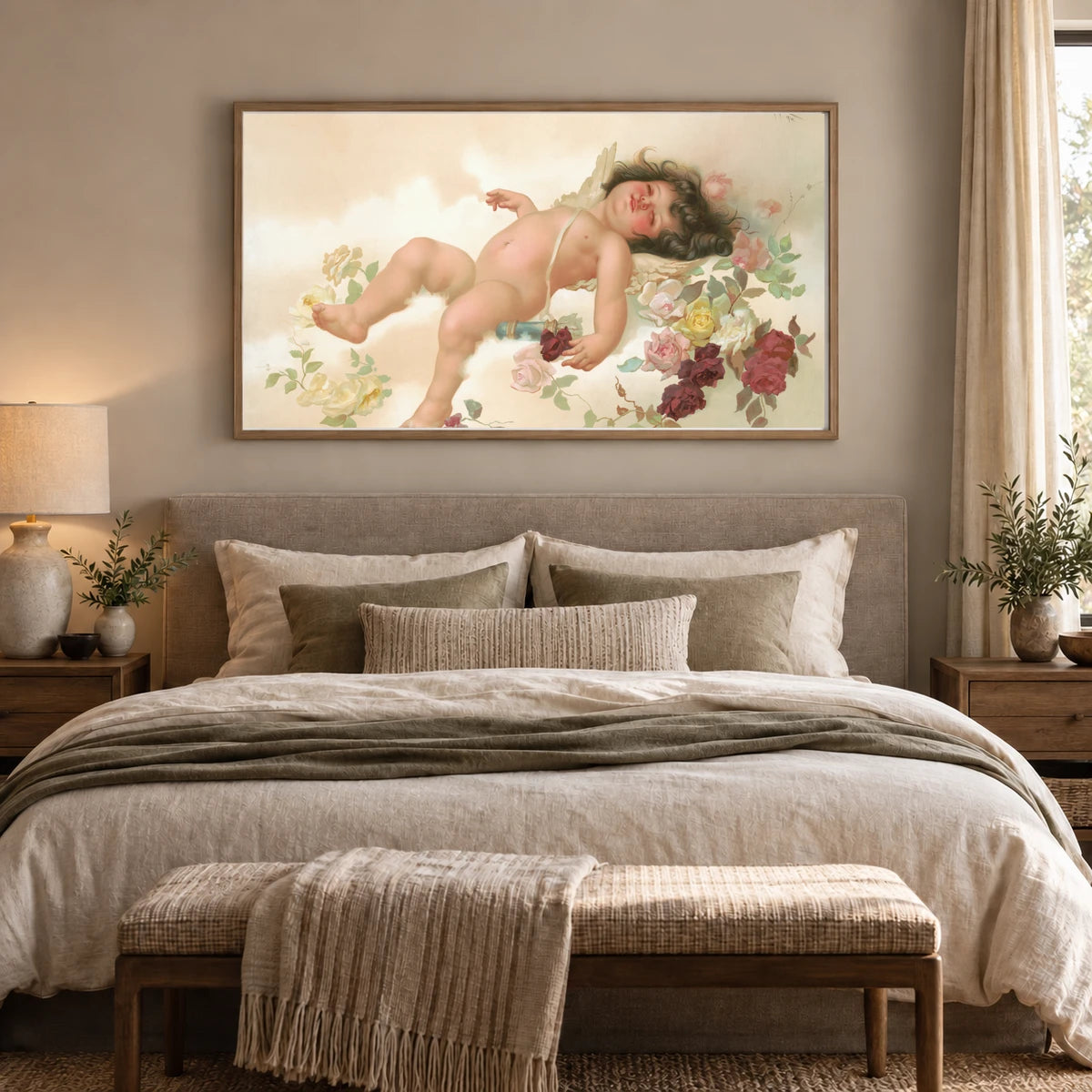 Aesthetic Cherub, Chromolithograph — Neoclassicism shown in a styled interior