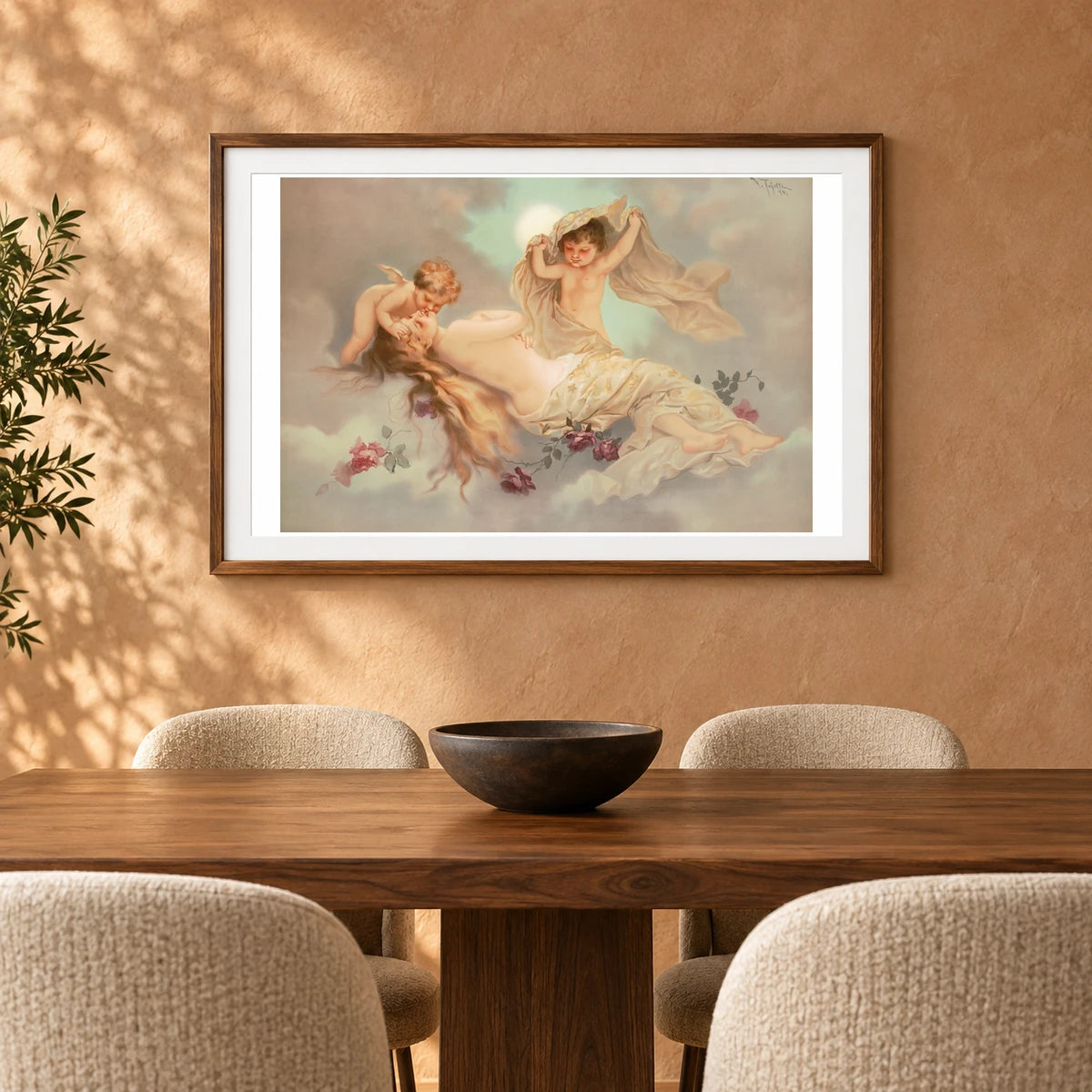 Aesthetic Cherubs, Chromolithograph — Neoclassicism shown in a styled interior