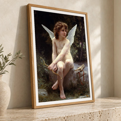 Amour A L Affut (cupid On The Lookout) (1890) Oil Painting By William Adolphe Bouguereau — Neoclassicism neoclassicism print by SaamCrafts