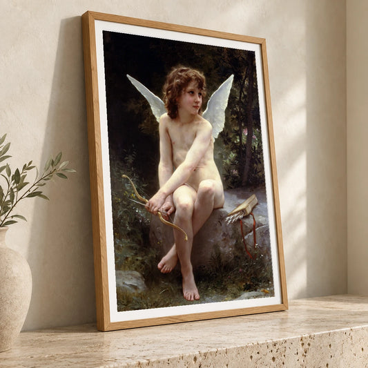 Amour A L Affut (cupid On The Lookout) (1890) Oil Painting By William Adolphe Bouguereau — Neoclassicism neoclassicism print by SaamCrafts