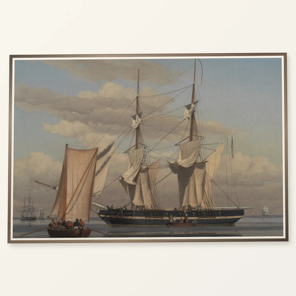 An American Naval Brig Lying At Anchor While Her Sails Are Drying By C.w. Eckersberg — Neoclassicism neoclassicism print by SaamCrafts