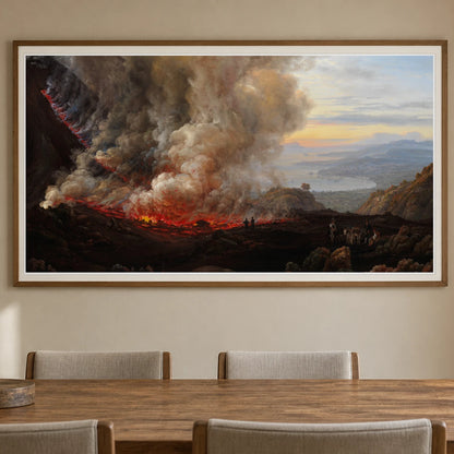 An Eruption Of Vesuvius By Johan Christian Dahl — Neoclassicism shown in a styled interior
