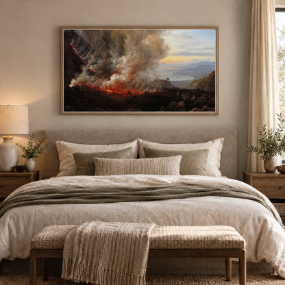 An Eruption Of Vesuvius By Johan Christian Dahl — Neoclassicism shown in a styled interior