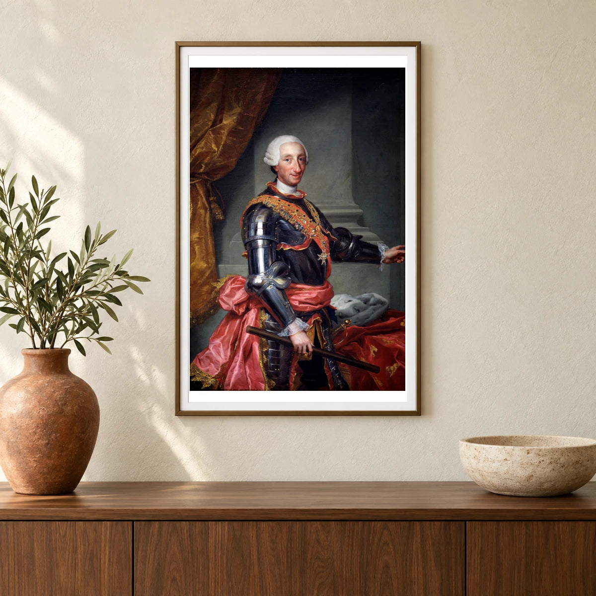 Español Retrato Del Rey Carlos Iii De España — Neoclassicism shown in a styled interior