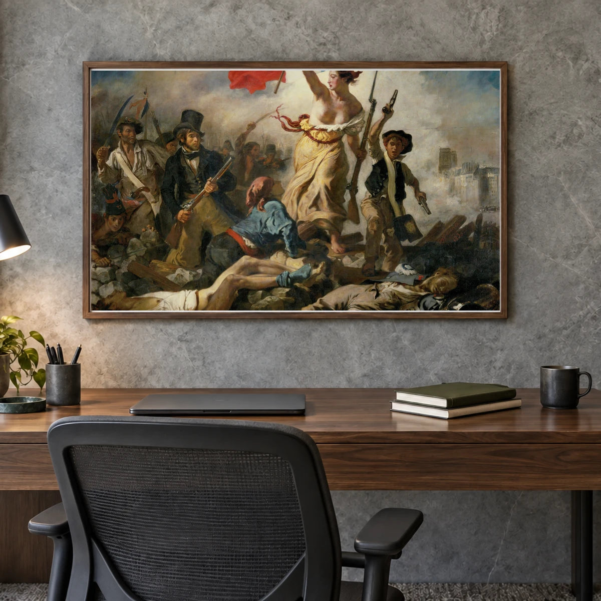 Eugène Delacroix S Liberty Leading The People, Painting Commemorating The French Revolution Of — Neoclassicism shown in a styled interior