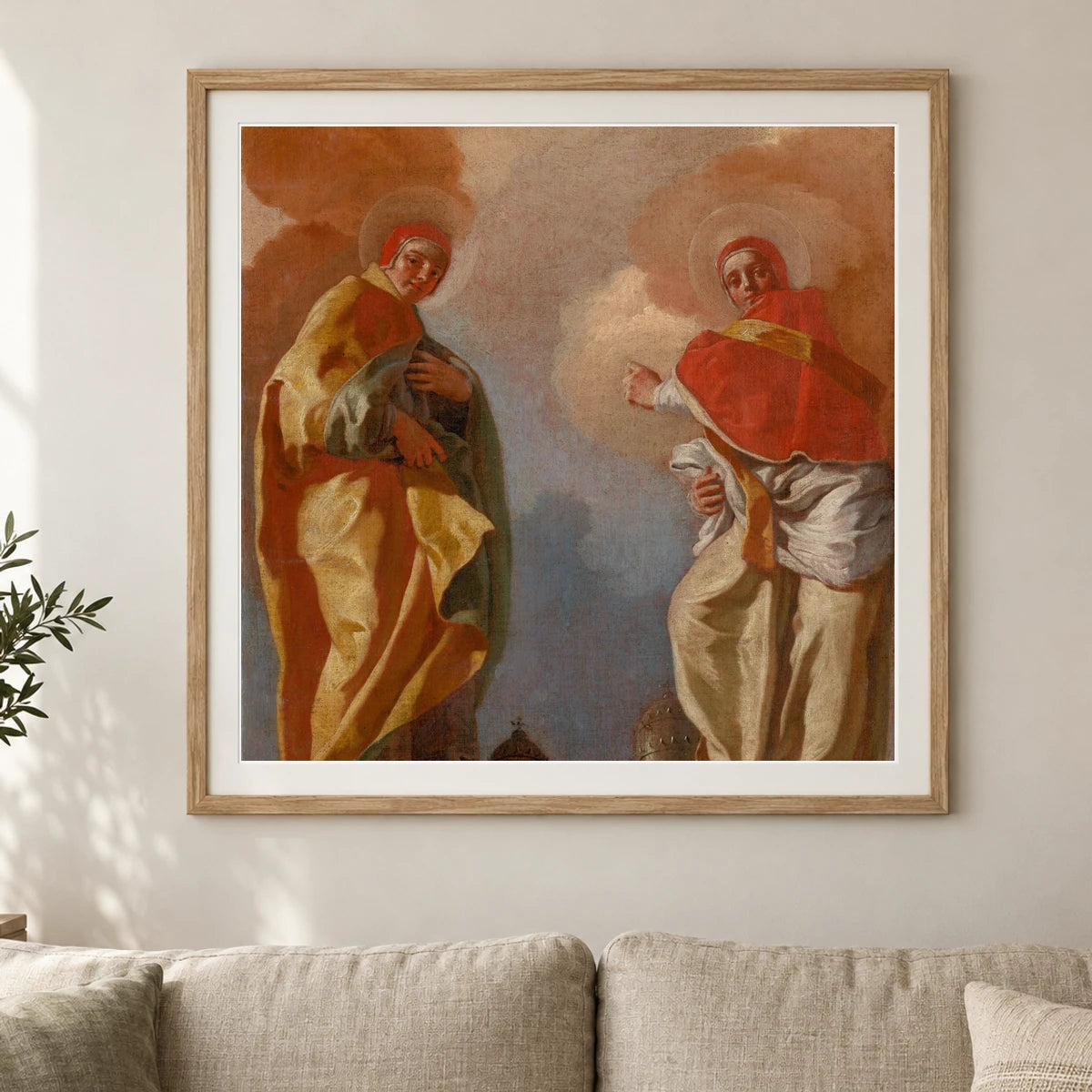 Figural Scene (two Popes), Giovanni Battista Piazzetta — Neoclassicism shown in a styled interior
