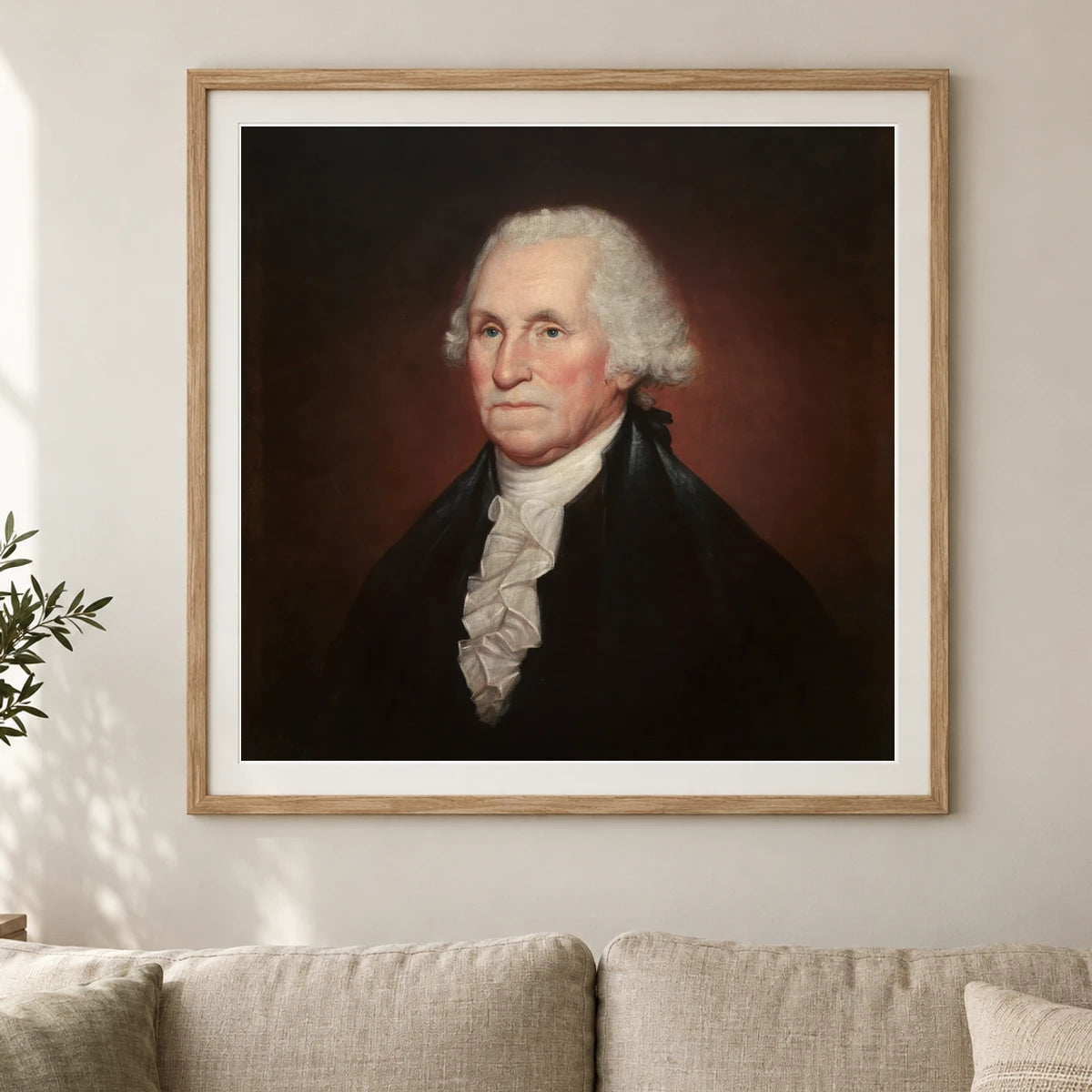 George Washington, Rembrandt Peale — Neoclassicism shown in a styled interior