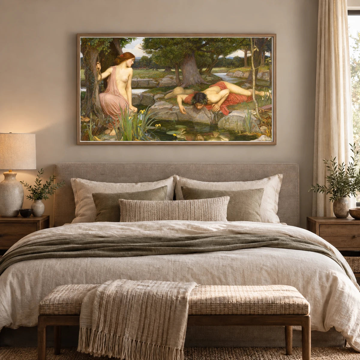 John William Waterhouse Echo And Narcissus — Neoclassicism shown in a styled interior