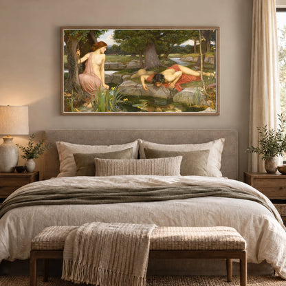 John William Waterhouse Echo And Narcissus — Neoclassicism shown in a styled interior