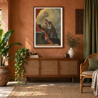 Kneeling St. — Neoclassicism shown in a styled interior