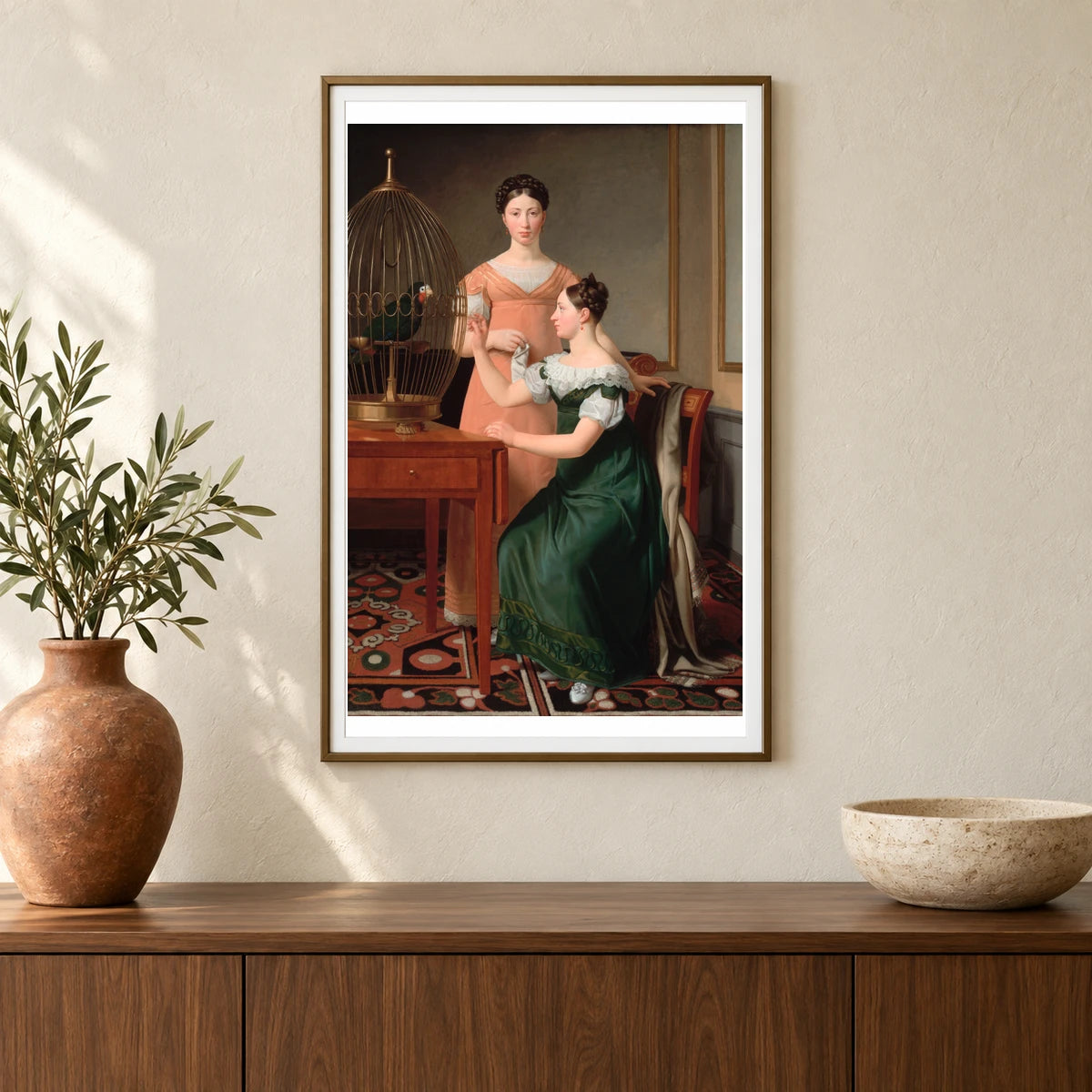 Mendel Levin Nathanson S Elder Daughters, Bella And Hanna By C.w. Eckersberg — Neoclassicism shown in a styled interior