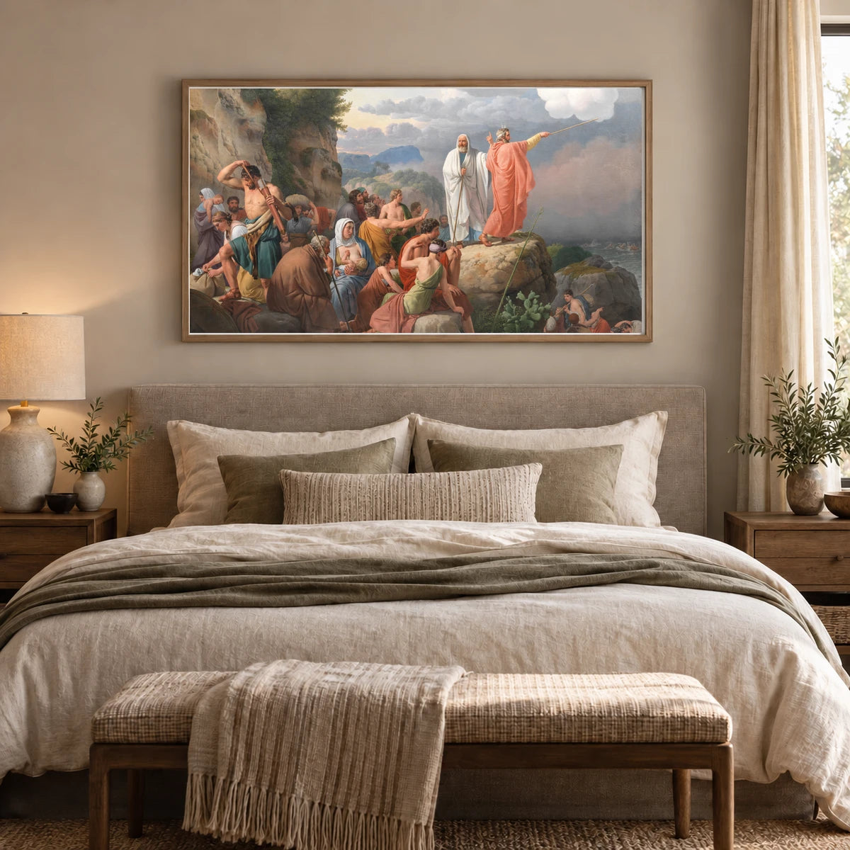 Moses Causes The Red Sea To Return And Pharaoh S Army Is Flooded By C.w. Eckersberg — Neoclassicism shown in a styled interior
