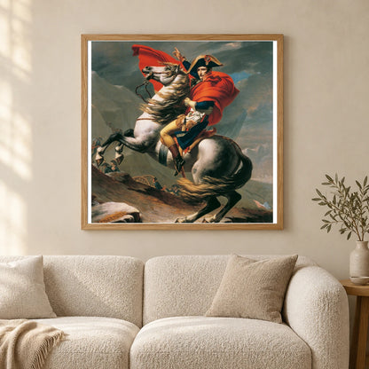 Napoleon Crossing The Alps (1801 1805) By Jacques Louis David — Neoclassicism shown in a styled interior
