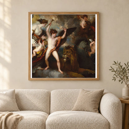 Omnia Vincit Amor, Or The Power Of Love In The Three Elements By Benjamin West — Neoclassicism shown in a styled interior